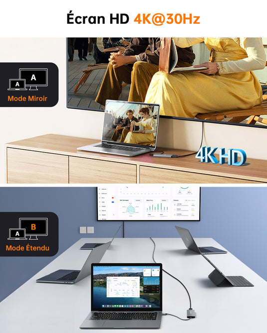 NOVOO Hub USB C HDMI 4K avec PD Charge 100W, Adaptateur USB C vers USB 3.0  x 3, 5 en 1 Dock en Aluminium Compatible avec Macbook Air Macbook Pro  Chromebook : : Informatique